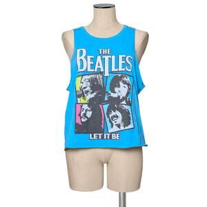 The Beatles Let It Be Collage Blue Tank Top T-Shirt  L